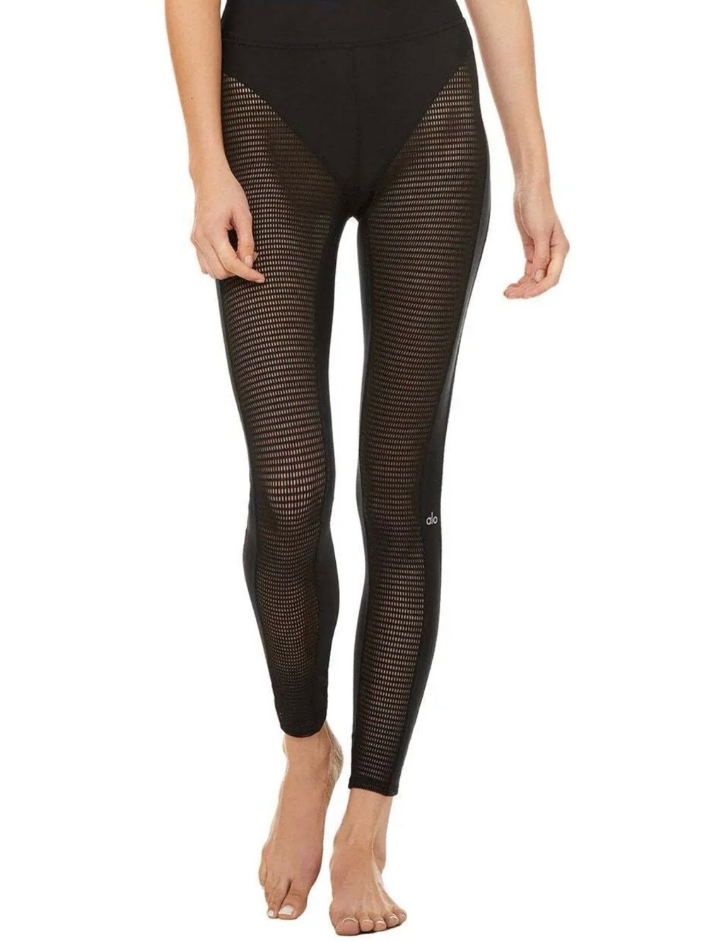 ALO Yoga Airlift sheer mesh Black high waist Energize Leggings Sz S $108